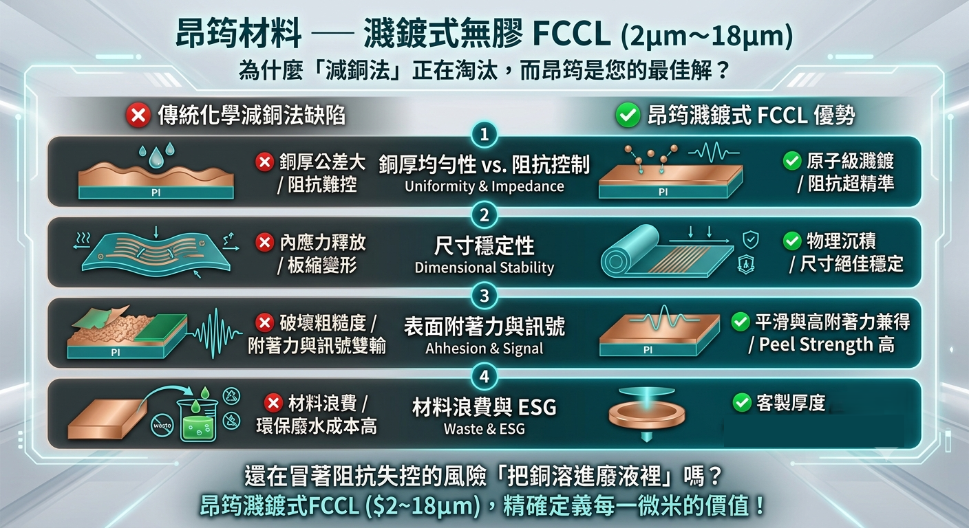 【精準客製,告別減銅】── 為什麼「減銅法」正在淘汰,而昂筠FCCL是您的最佳解?